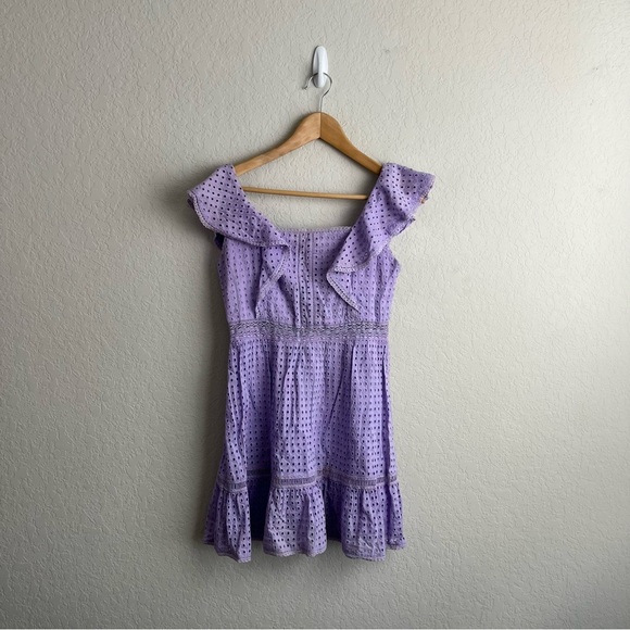 Alice + Olivia Dress Remada Eyelet Lavender Mini - Picture 13 of 14